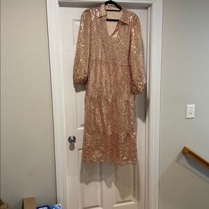 Sparkling Tiered Sequin Dress w/ collar